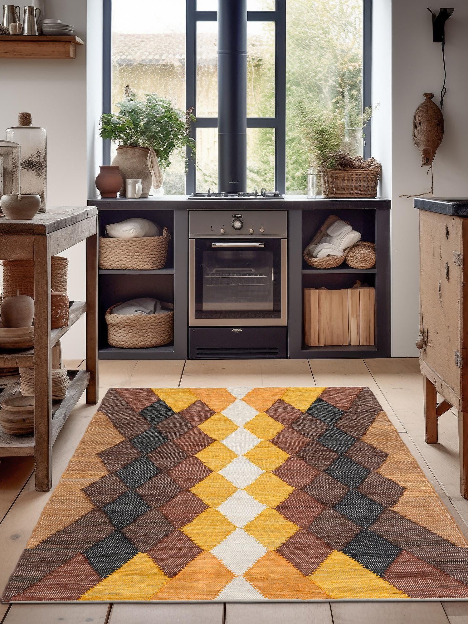 Brown Yellow Black 10' x 14' 1 Chindi Cotton Rectangle Area Rug Interior Design Home Decor Carpet Mat for Sale at Rug Engine