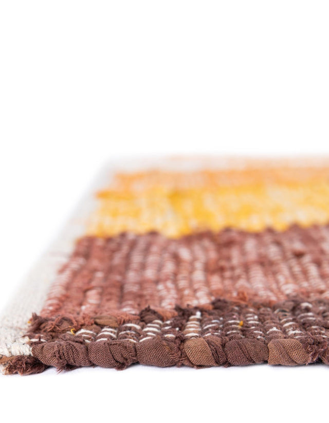 Brown Yellow Black 3' x 10' Chindi Cotton Runner Rug
