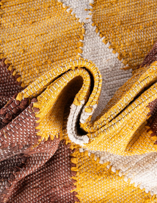 Brown Yellow Black 3' x 10' Chindi Cotton Runner Rug
