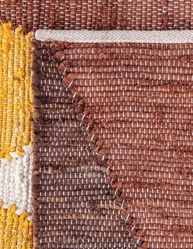 Brown Yellow Black 3' x 10' Chindi Cotton Runner Rug