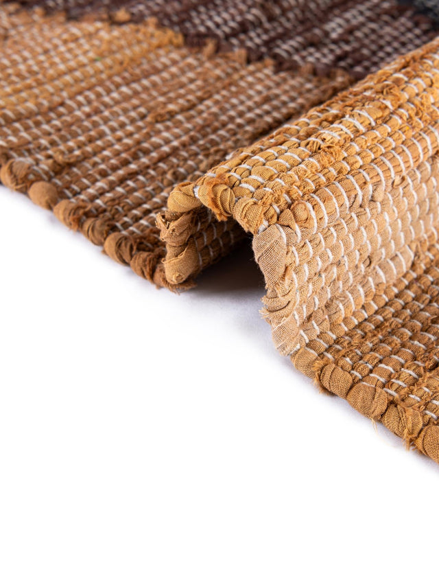 Brown Yellow Black 3' x 10' Chindi Cotton Runner Rug