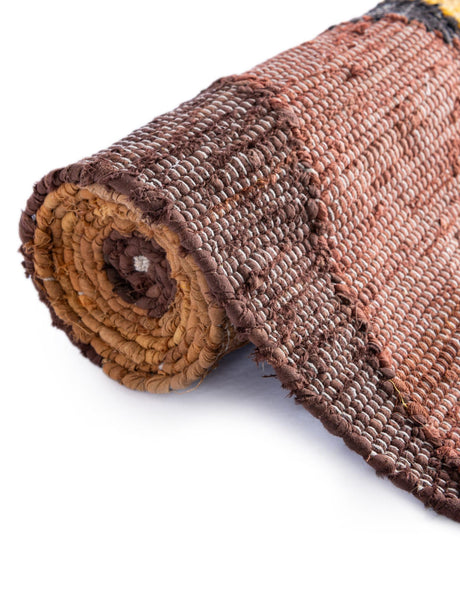 Brown Yellow Black 2' 7 x 10' Chindi Cotton Runner Area Rug Interior Design Home Decor Carpet Mat for Sale at Rug Engine