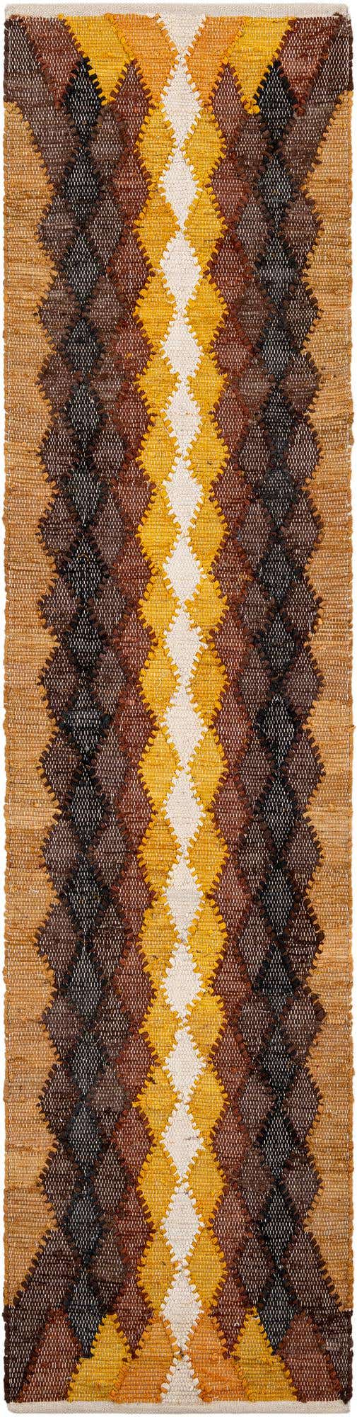 Brown Yellow Black 2' x 8' Chindi Cotton Runner Rug