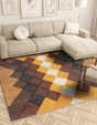 Brown Yellow Black 8' x 8' Chindi Cotton Square Rug