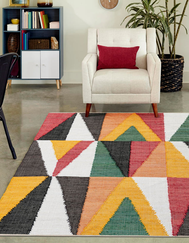 Multicolor 9' x 12' Chindi Cotton Rectangle Rug