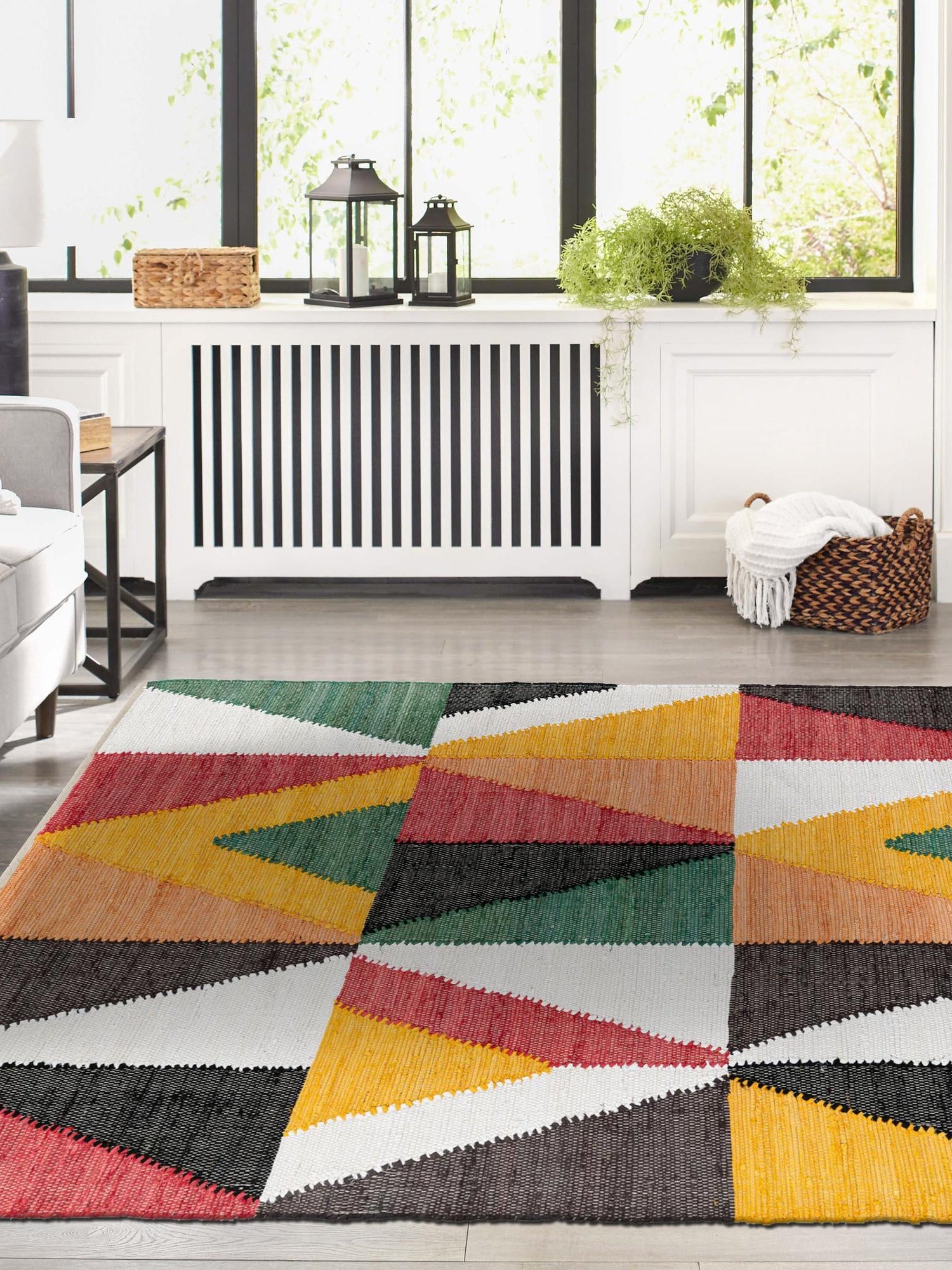 Multicolor 6' 1 x 9' Chindi Cotton Rectangle Area Rug Interior Design Home Decor Carpet Mat for Sale at Rug Engine