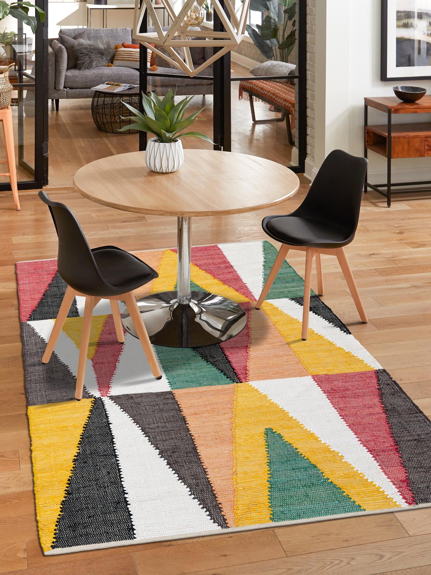 Multicolor 4' 1 x 6' 1 Chindi Cotton Rectangle Area Rug Interior Design Home Decor Carpet Mat for Sale at Rug Engine