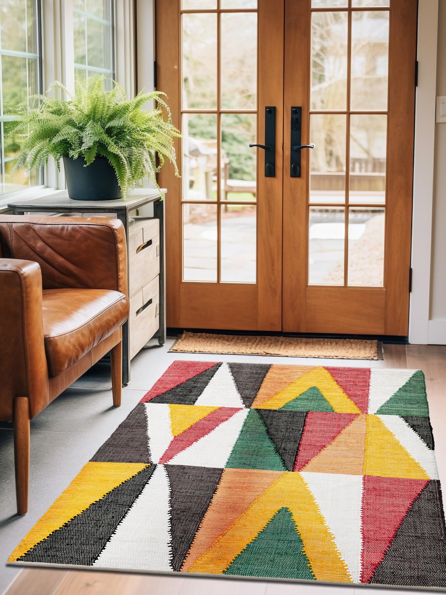 Multicolor 4' 1 x 6' 1 Chindi Cotton Rectangle Area Rug Interior Design Home Decor Carpet Mat for Sale at Rug Engine