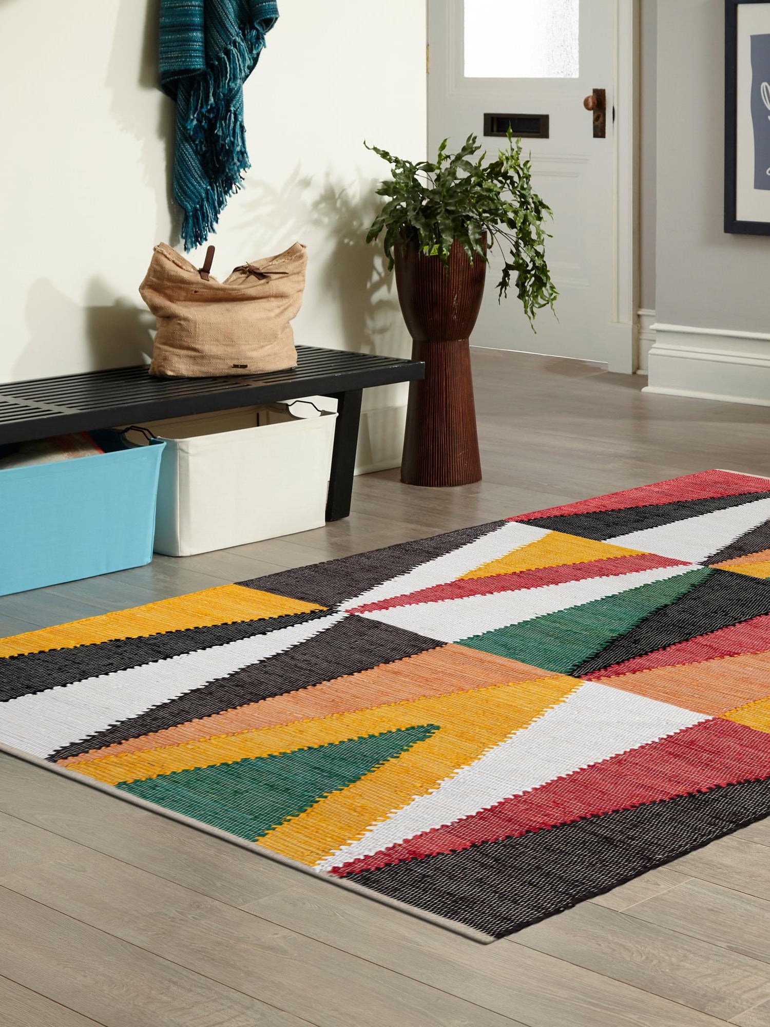 Multicolor 6' 1 x 9' Chindi Cotton Rectangle Area Rug Interior Design Home Decor Carpet Mat for Sale at Rug Engine
