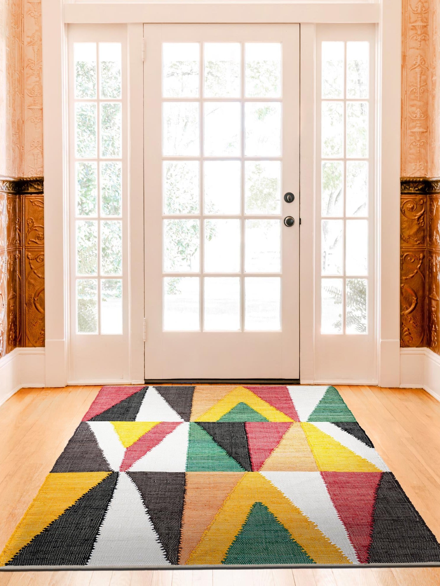 Multicolor 4' 1 x 6' 1 Chindi Cotton Rectangle Area Rug Interior Design Home Decor Carpet Mat for Sale at Rug Engine