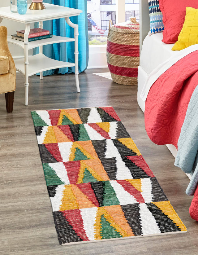 Multicolor 2' x 6' 1 Chindi Cotton Runner Rug