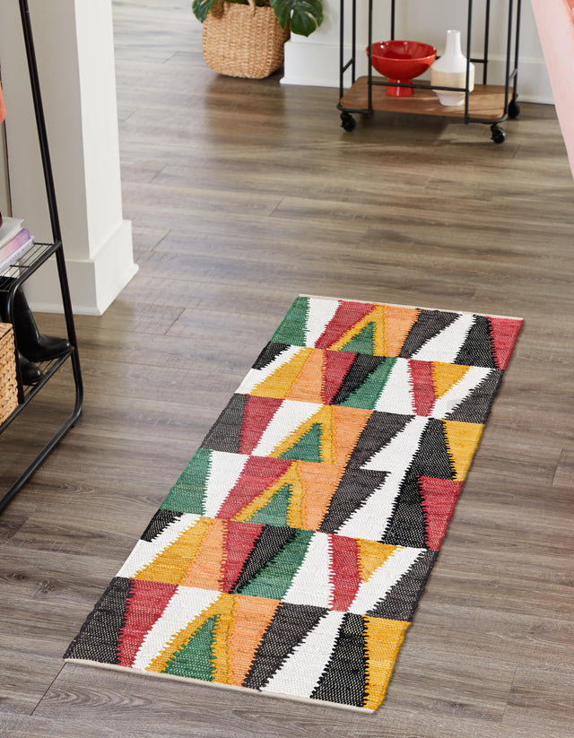 Multicolor 2' x 8' Chindi Cotton Runner Rug