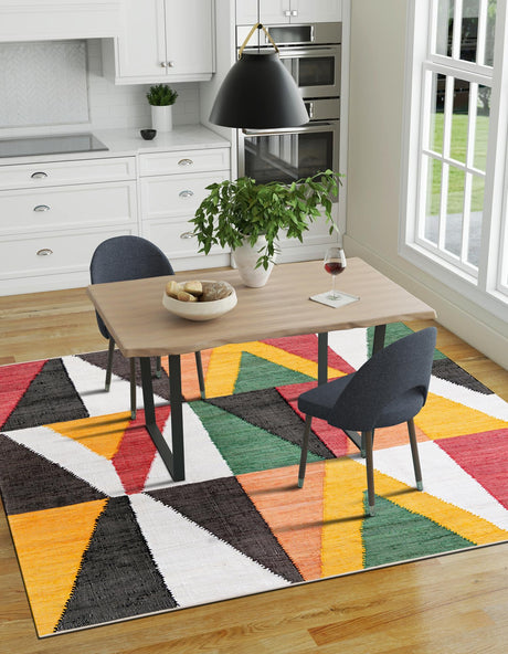 Multicolor 7' 10 x 7' 10 Chindi Cotton Square Area Rug Interior Design Home Decor Carpet Mat for Sale at Rug Engine
