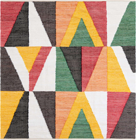 Multicolor 8' x 8' Chindi Cotton Square Rug