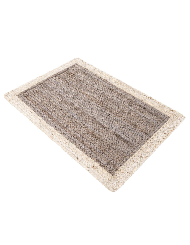 Gray and White 2' x 3' 1 Braided Jute Rectangle Rug