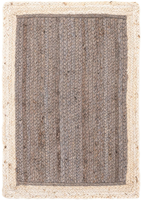 Gray and White 2' x 3' 1 Braided Jute Rectangle Area Rug 100% Jute Hand Braided Natural Eco-Friendly Boho Style Carpet for Living Rooms Dining Office Space Dorms for Sale at Rug Engine