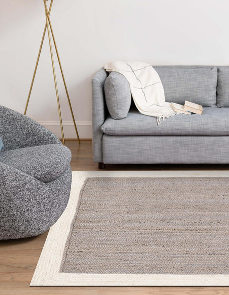 Gray and White 5' 1 x 8' Braided Jute Rectangle Area Rug 100% Jute Hand Braided Natural Eco-Friendly Boho Style Carpet for Living Rooms Dining Office Space Dorms for Sale at Rug Engine