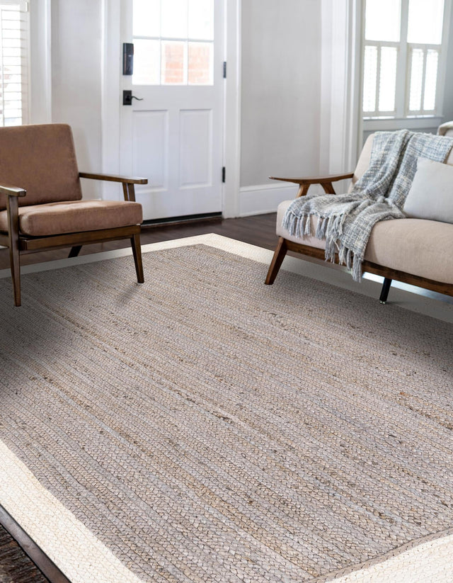 Gray and White 8' x 10' Braided Jute Rectangle Rug
