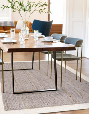 Gray and White 6' 1 x 9' Braided Jute Rectangle Rug