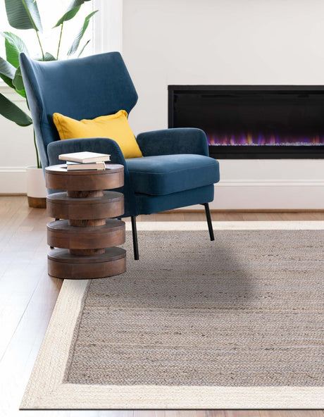 Gray and White 7' 10 x 10' Braided Jute Rectangle Area Rug 100% Jute Hand Braided Natural Eco-Friendly Boho Style Carpet for Living Rooms Dining Office Space Dorms for Sale at Rug Engine