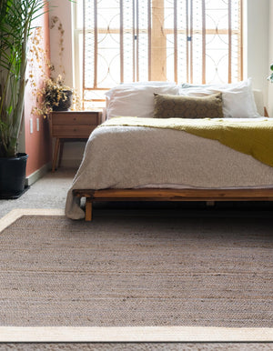 Gray and White 8' x 10' Braided Jute Rectangle Rug