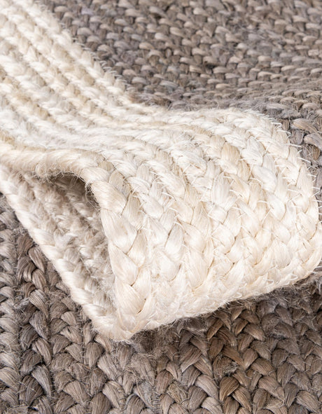 Gray and White 2' x 3' 1 Braided Jute Rectangle Area Rug 100% Jute Hand Braided Natural Eco-Friendly Boho Style Carpet for Living Rooms Dining Office Space Dorms for Sale at Rug Engine