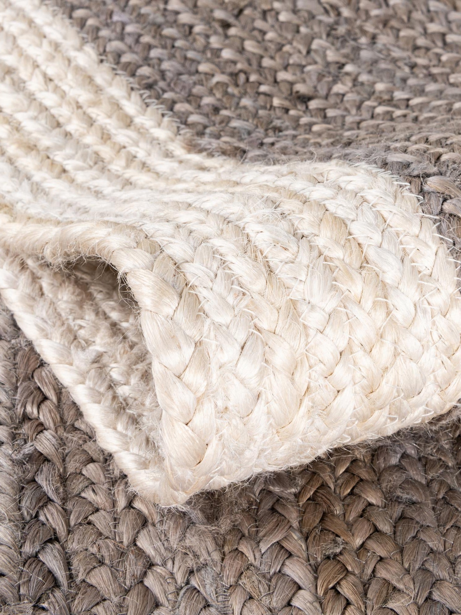 Gray and White 9' x 12' Braided Jute Rectangle Area Rug 100% Jute Hand Braided Natural Eco-Friendly Boho Style Carpet for Living Rooms Dining Office Space Dorms for Sale at Rug Engine