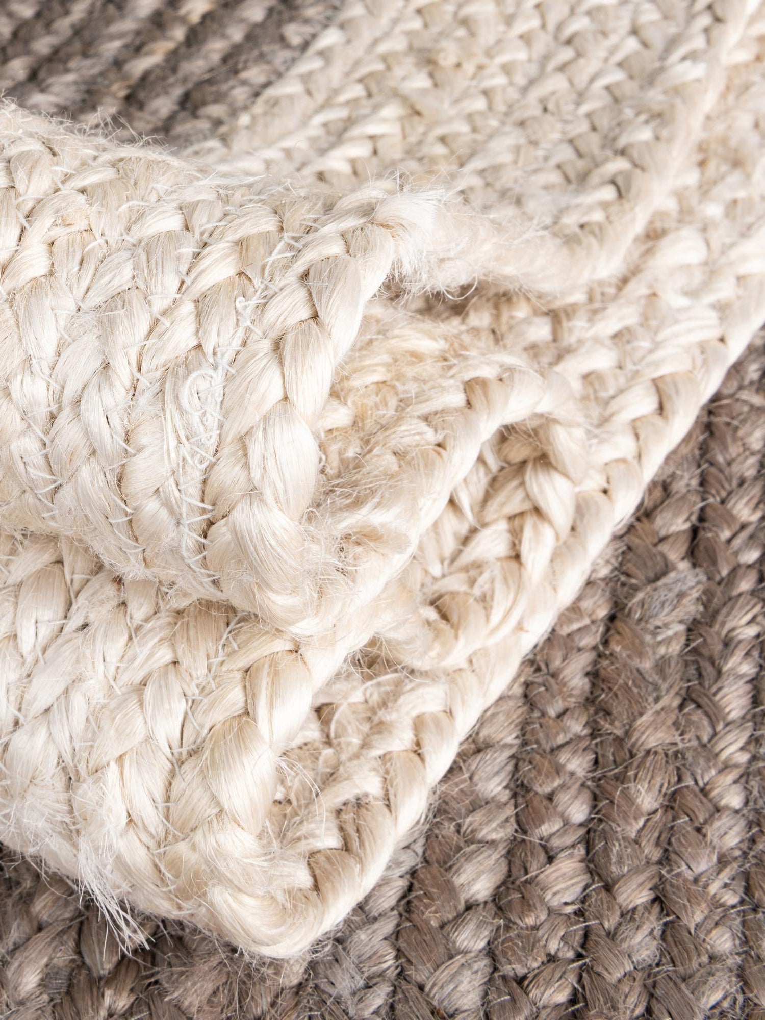 Gray and White 9' x 12' Braided Jute Rectangle Area Rug 100% Jute Hand Braided Natural Eco-Friendly Boho Style Carpet for Living Rooms Dining Office Space Dorms for Sale at Rug Engine