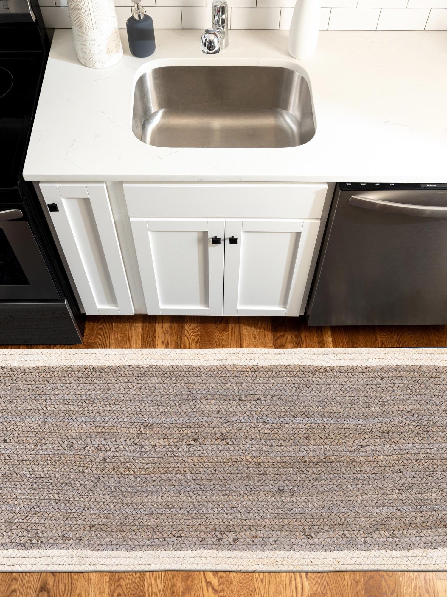 Gray and White 2' x 6' 1 Braided Jute Runner Area Rug 100% Jute Hand Braided Natural Eco-Friendly Boho Style Carpet for Living Rooms Dining Office Space Dorms for Sale at Rug Engine