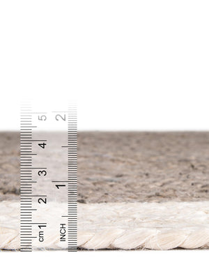 Gray and White 2' x 5' 1 Braided Jute Runner Rug