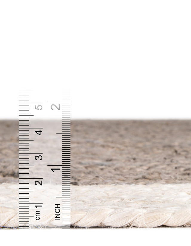 Gray and White 2' x 5' 1 Braided Jute Runner Rug
