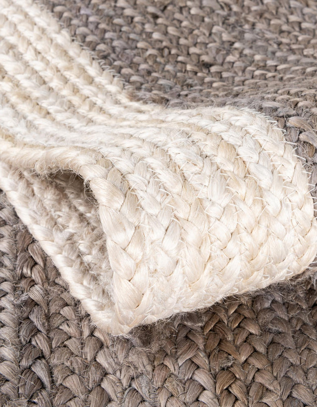 Gray and White 2' x 5' 1 Braided Jute Runner Rug
