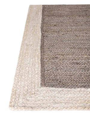 Gray and White 2' x 5' 1 Braided Jute Runner Rug