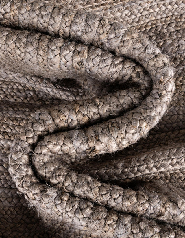 Gray and White 2' x 5' 1 Braided Jute Runner Rug
