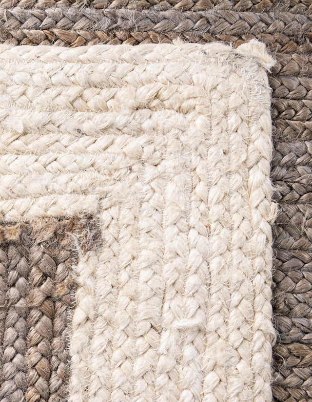 Gray and White 2' x 5' 1 Braided Jute Runner Rug