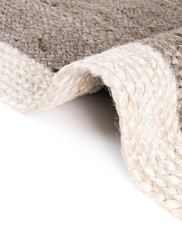 Gray and White 2' x 5' 1 Braided Jute Runner Rug