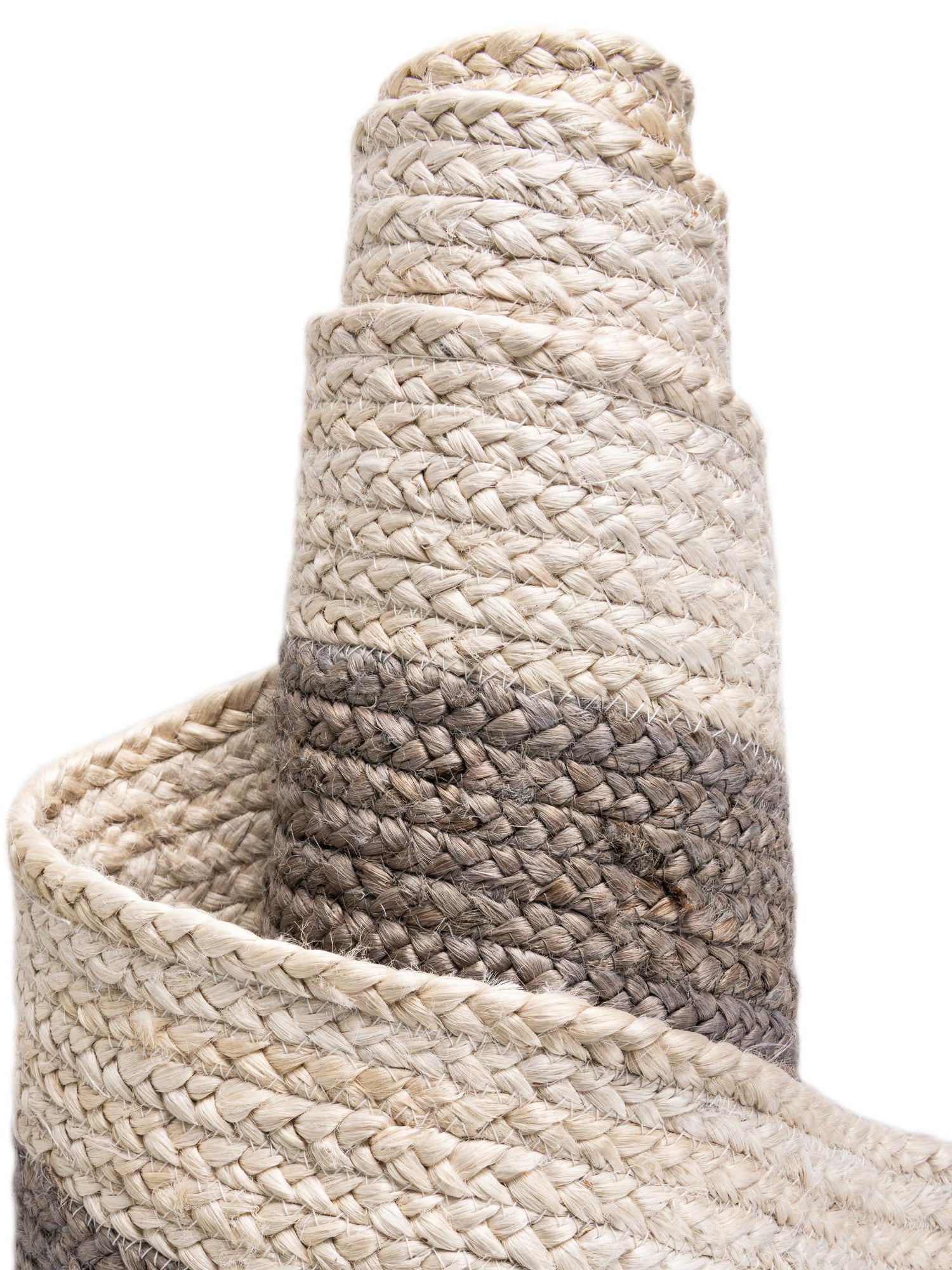 Gray and White 2' x 5' 1 Braided Jute Runner Area Rug 100% Jute Hand Braided Natural Eco-Friendly Boho Style Carpet for Living Rooms Dining Office Space Dorms for Sale at Rug Engine
