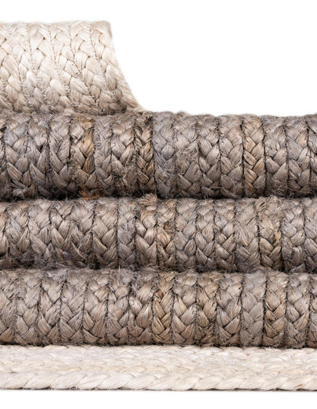 Gray and White 2' x 8' Braided Jute Runner Area Rug 100% Jute Hand Braided Natural Eco-Friendly Boho Style Carpet for Living Rooms Dining Office Space Dorms for Sale at Rug Engine