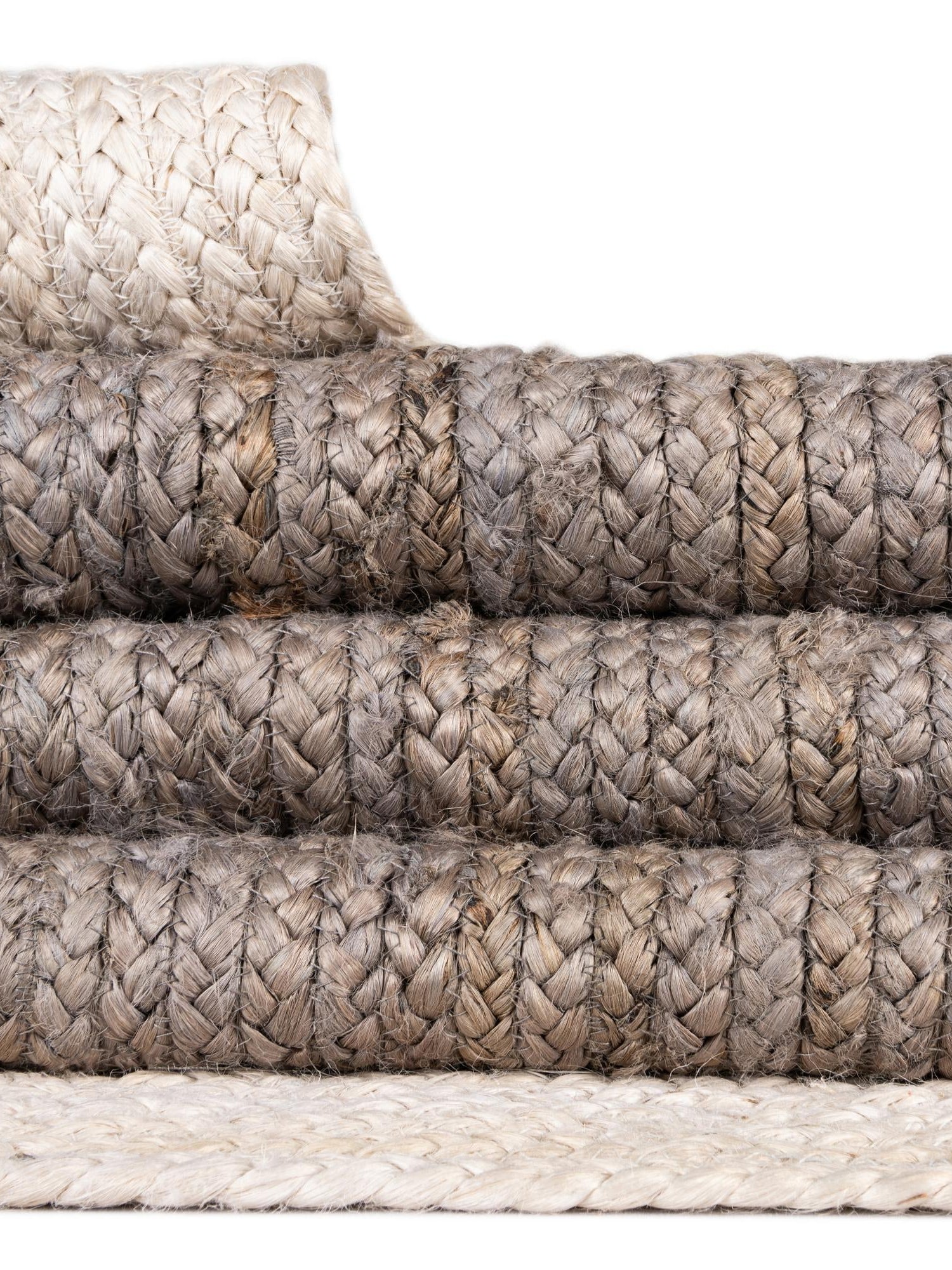 Gray and White 2' x 5' 1 Braided Jute Runner Area Rug 100% Jute Hand Braided Natural Eco-Friendly Boho Style Carpet for Living Rooms Dining Office Space Dorms for Sale at Rug Engine