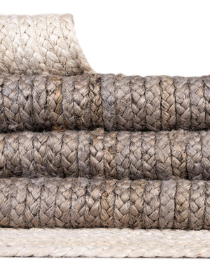 Gray and White 2' x 5' 1 Braided Jute Runner Rug