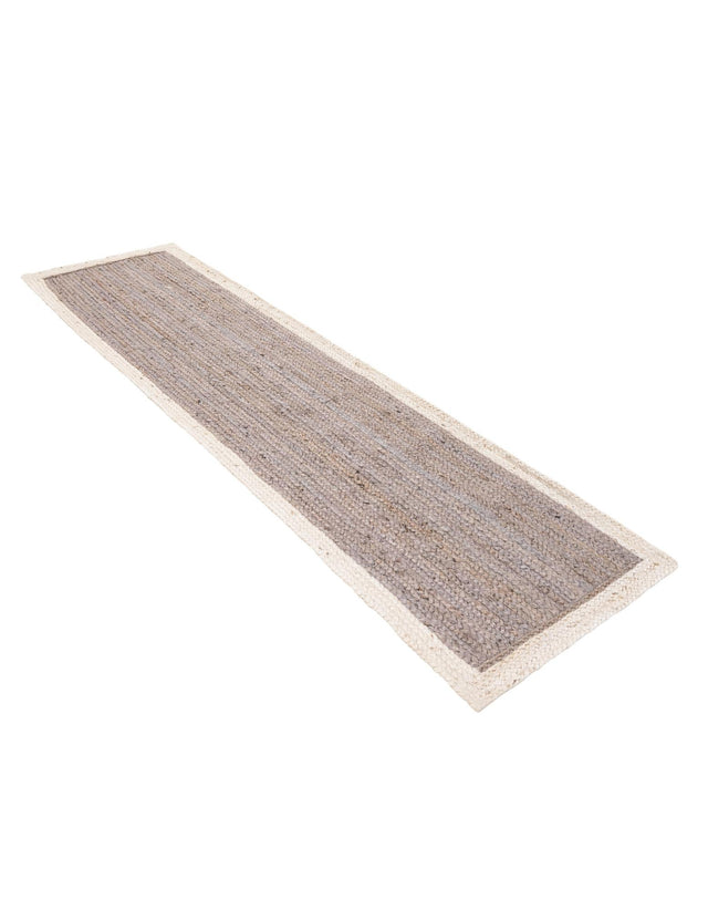 Gray and White 2' x 8' Braided Jute Runner Rug