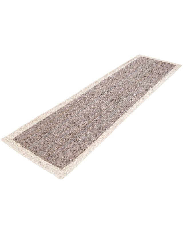 Gray and White 2' x 8' Braided Jute Runner Rug