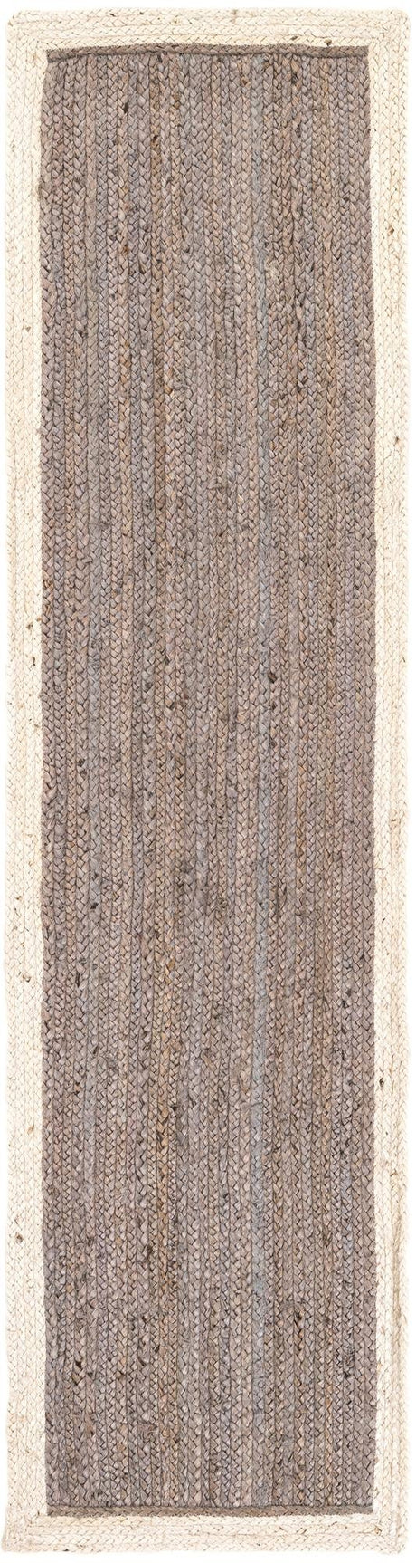 Gray and White 2' x 8' Braided Jute Runner Area Rug 100% Jute Hand Braided Natural Eco-Friendly Boho Style Carpet for Living Rooms Dining Office Space Dorms for Sale at Rug Engine