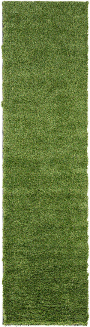 Green 2' 7 x 10' Outdoor Grass Runner Area Rug Thick Soft Touch Fluffy & Plush Shaggy Pile Weather Resistant for Patio, Deck, Terrace, Balcony, Porch