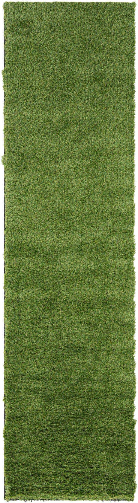 Green 2' 7 x 10' Outdoor Grass Runner Area Rug Thick Soft Touch Fluffy & Plush Shaggy Pile Weather Resistant for Patio, Deck, Terrace, Balcony, Porch