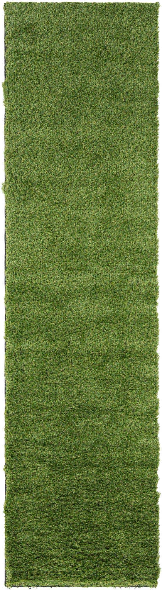 Green 2' 7 x 10' Outdoor Grass Runner Area Rug Thick Soft Touch Fluffy & Plush Shaggy Pile Weather Resistant for Patio, Deck, Terrace, Balcony, Porch