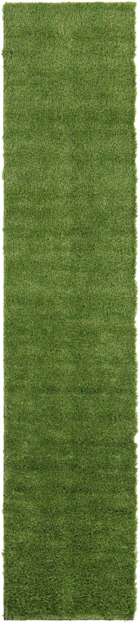 Green 2' 7 x 12' Outdoor Grass Runner Area Rug Thick Soft Touch Fluffy & Plush Shaggy Pile Weather Resistant for Patio, Deck, Terrace, Balcony, Porch