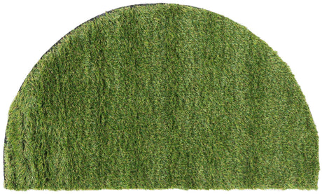 Green 2' 2 x 3' 7 Outdoor Grass Hearth Area Rug Thick Soft Touch Fluffy & Plush Shaggy Pile Weather Resistant for Patio, Deck, Terrace, Balcony, Porch