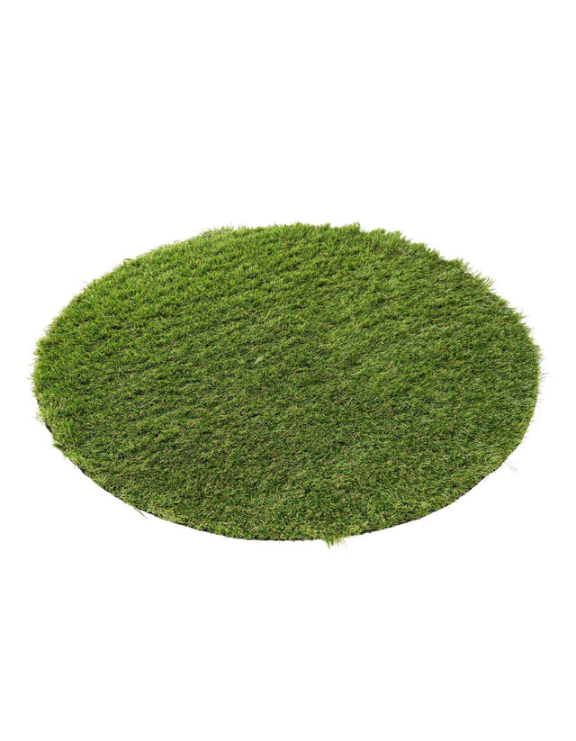 Green 3' 1 x 3' 1 Outdoor Grass Round Area Rug Thick Soft Touch Fluffy & Plush Shaggy Pile Weather Resistant for Patio, Deck, Terrace, Balcony, Porch