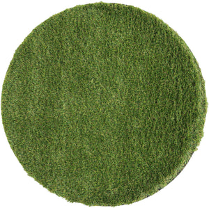 Green 3' 1 x 3' 1 Outdoor Grass Round Area Rug Thick Soft Touch Fluffy & Plush Shaggy Pile Weather Resistant for Patio, Deck, Terrace, Balcony, Porch